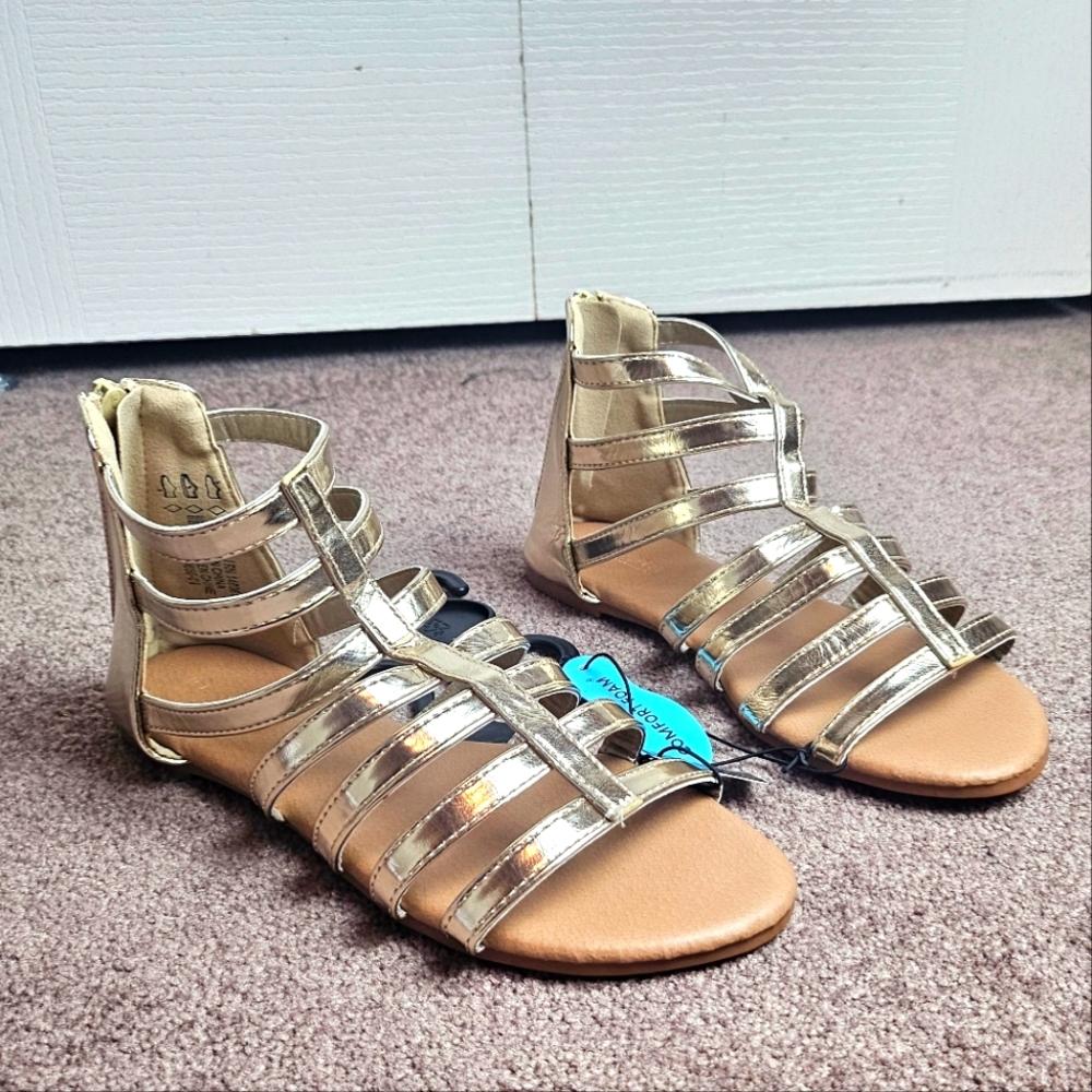 Ardene Gold Gladiator Sandals with Zipper